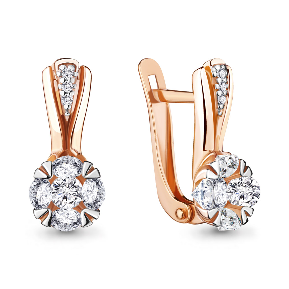 Серьги из красного золота с фианитами