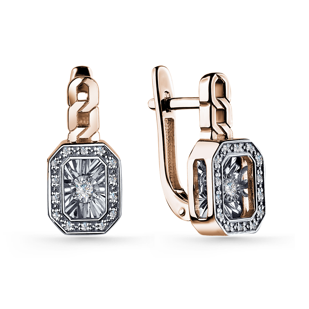 Серьги из красного золота с танцующим бриллиантом