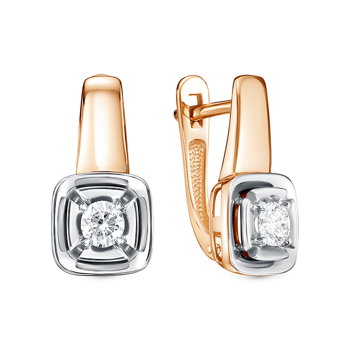 Серьги из красного золота с бриллиантами