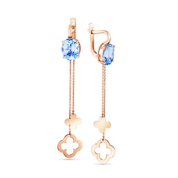 Серьги из красного золота с топазами