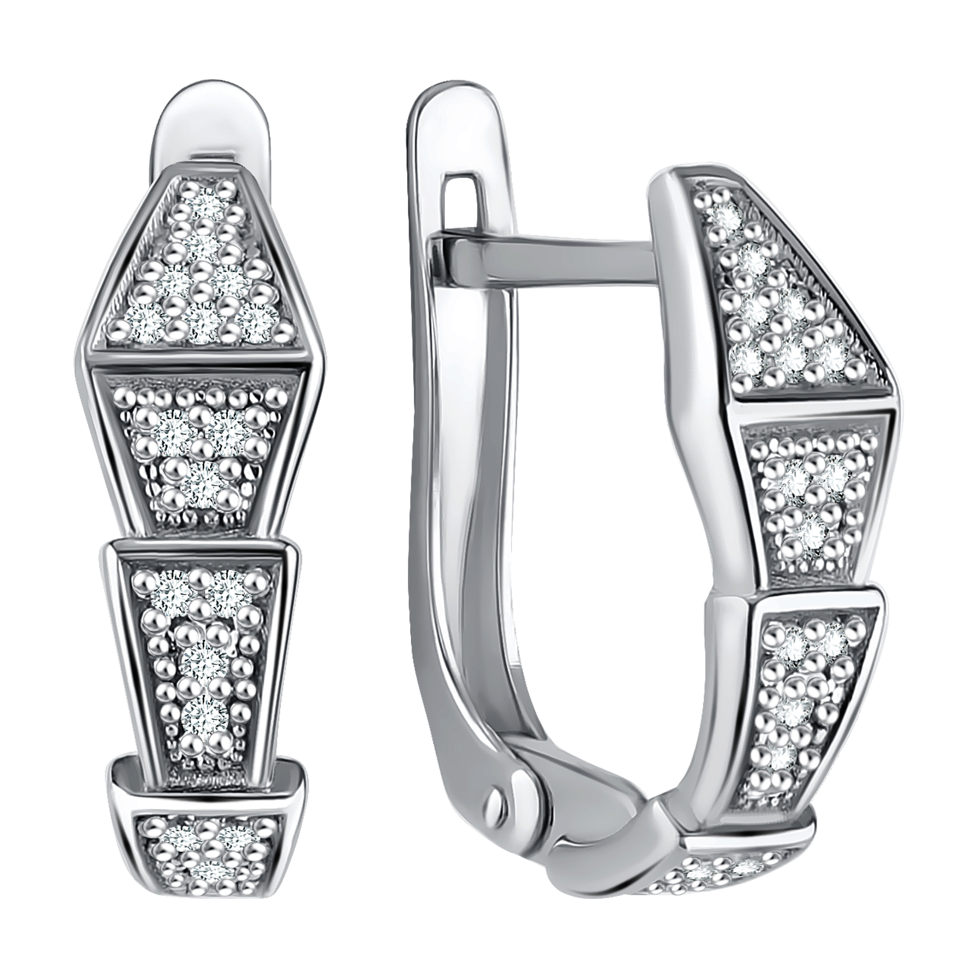 Серьги из серебра с фианитами