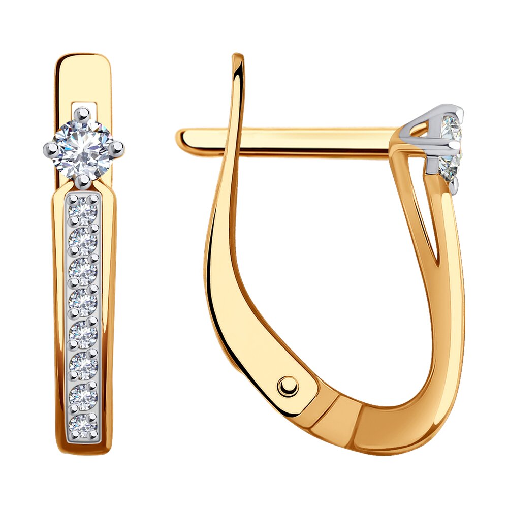 Серьги из красного золота с фианитами