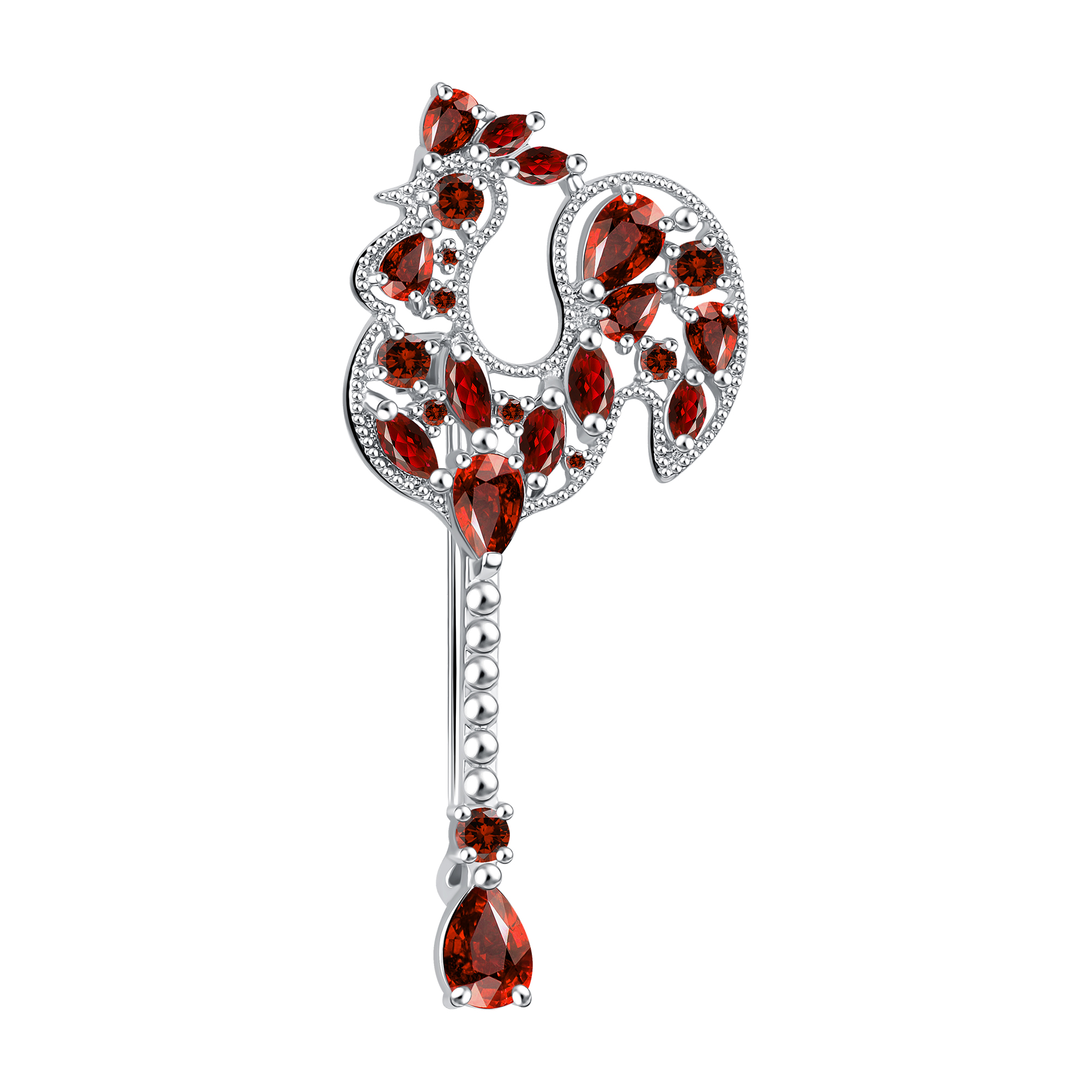 Брошь из серебра с фианитами