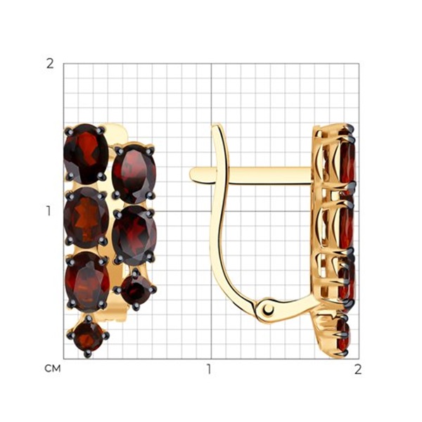 Серьги из красного золота с гранатами