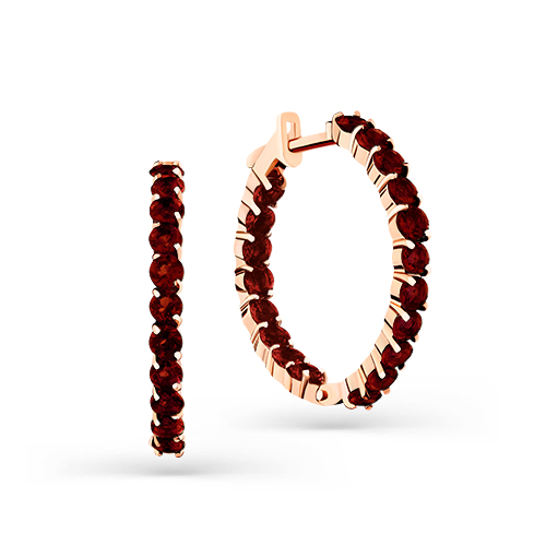 Серьги из красного золота с гранатами