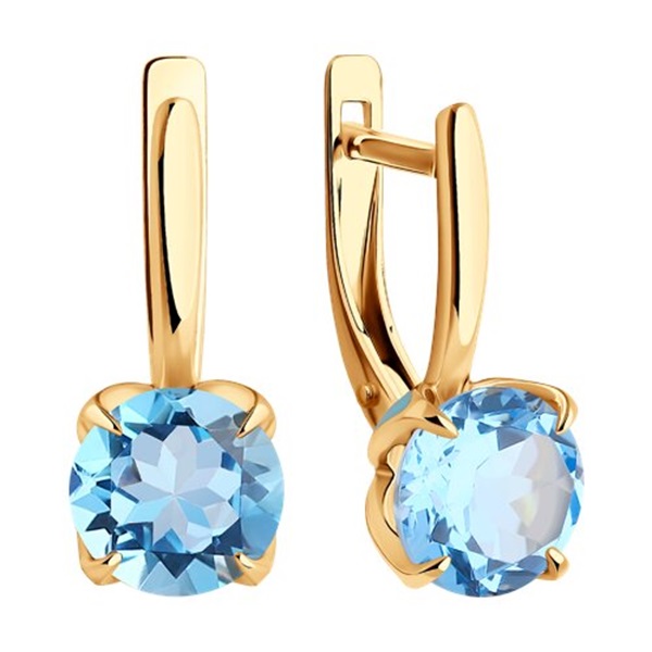 Серьги из красного золота с топазами