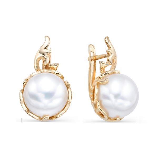 Серьги из красного золота с жемчугом