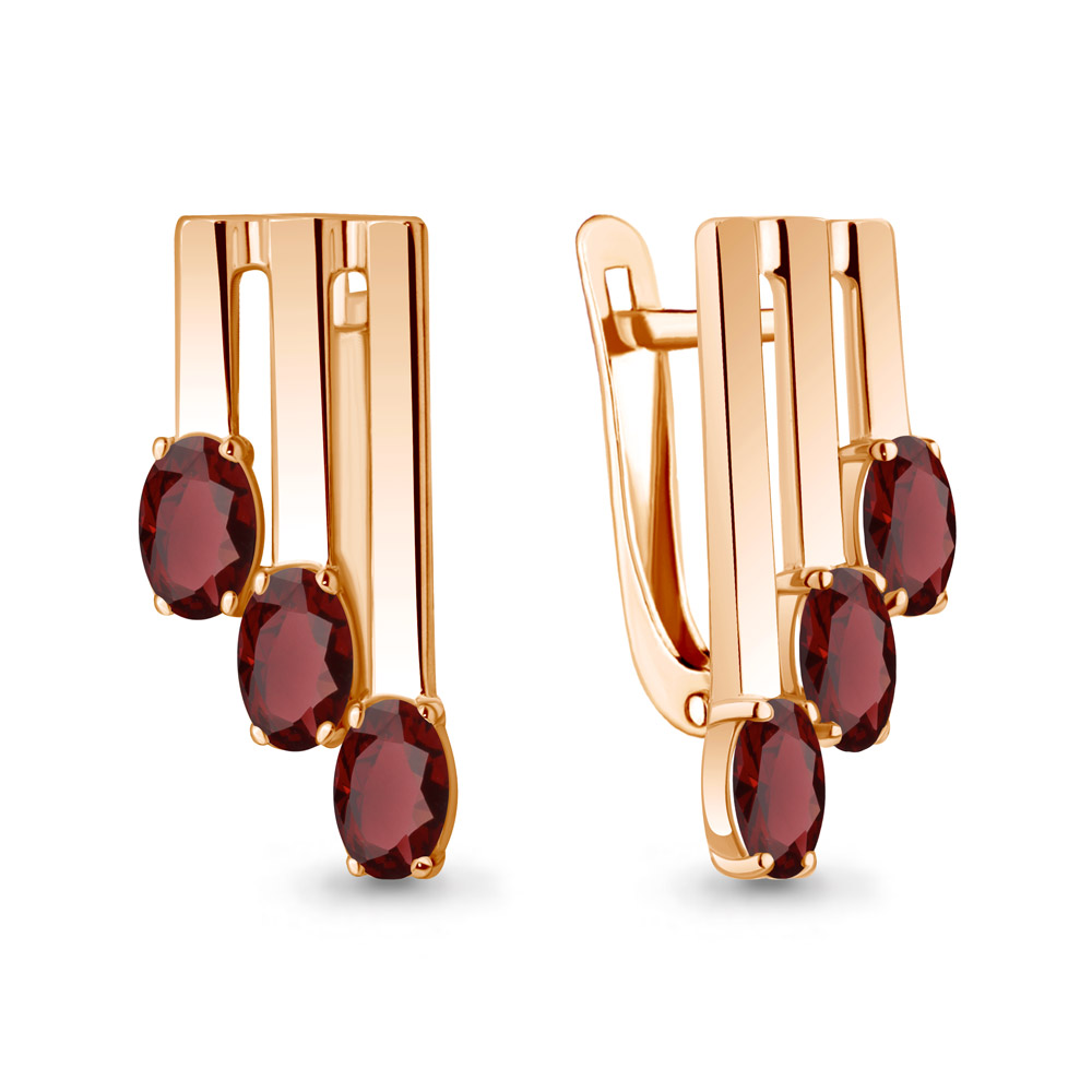 Серьги из красного золота с гранатами