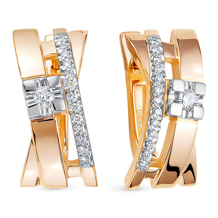 Серьги из красного золота с бриллиантами