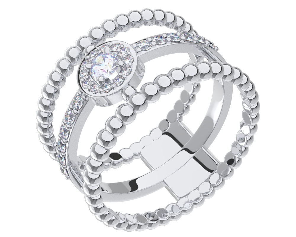 Кольцо из серебра с фианитами