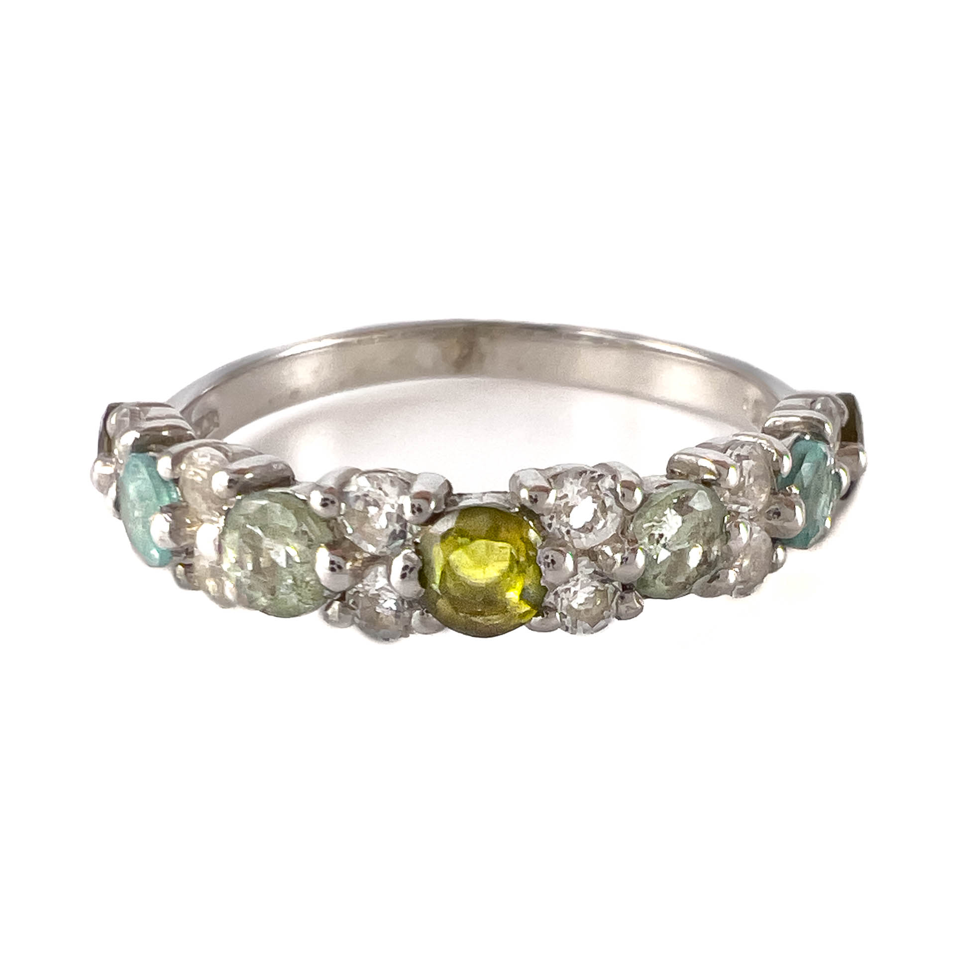 Кольцо из серебра с топазом и турмалином