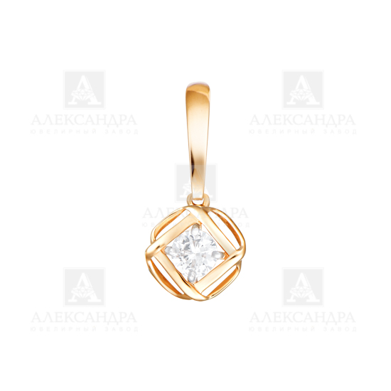 Подвеска из красного золота с фианитом