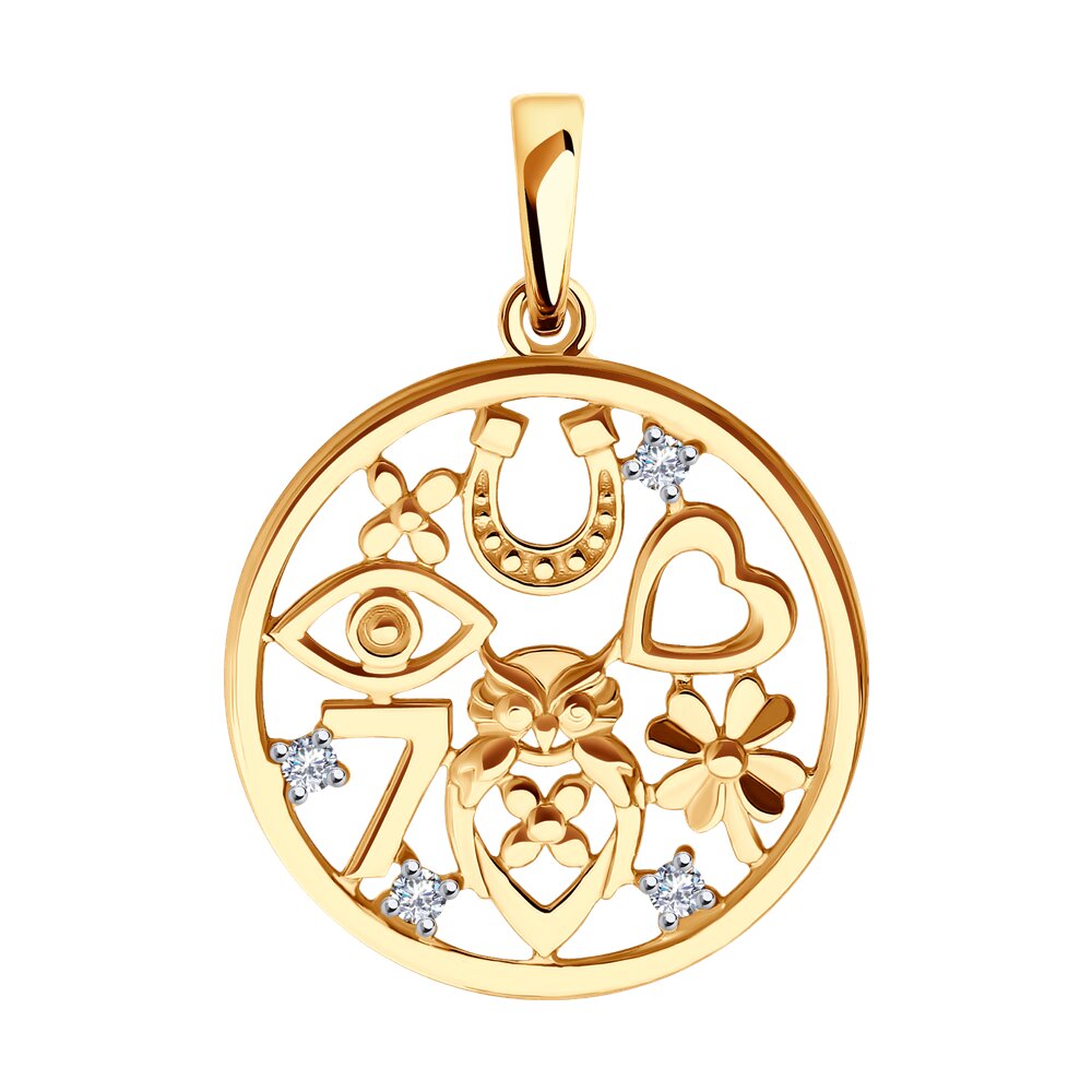 Подвеска из красного золота с фианитами