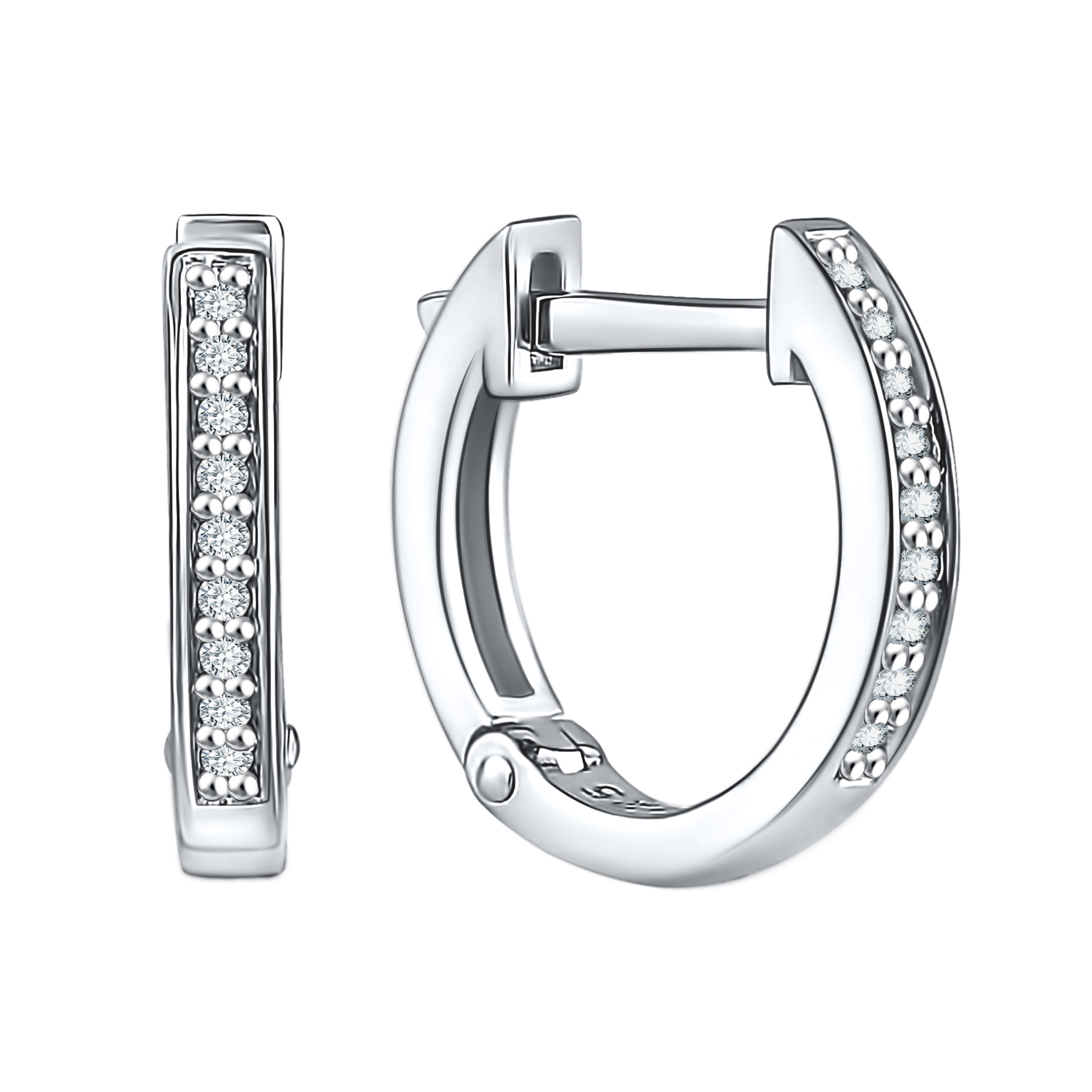 Серьги конго из серебра с фианитами