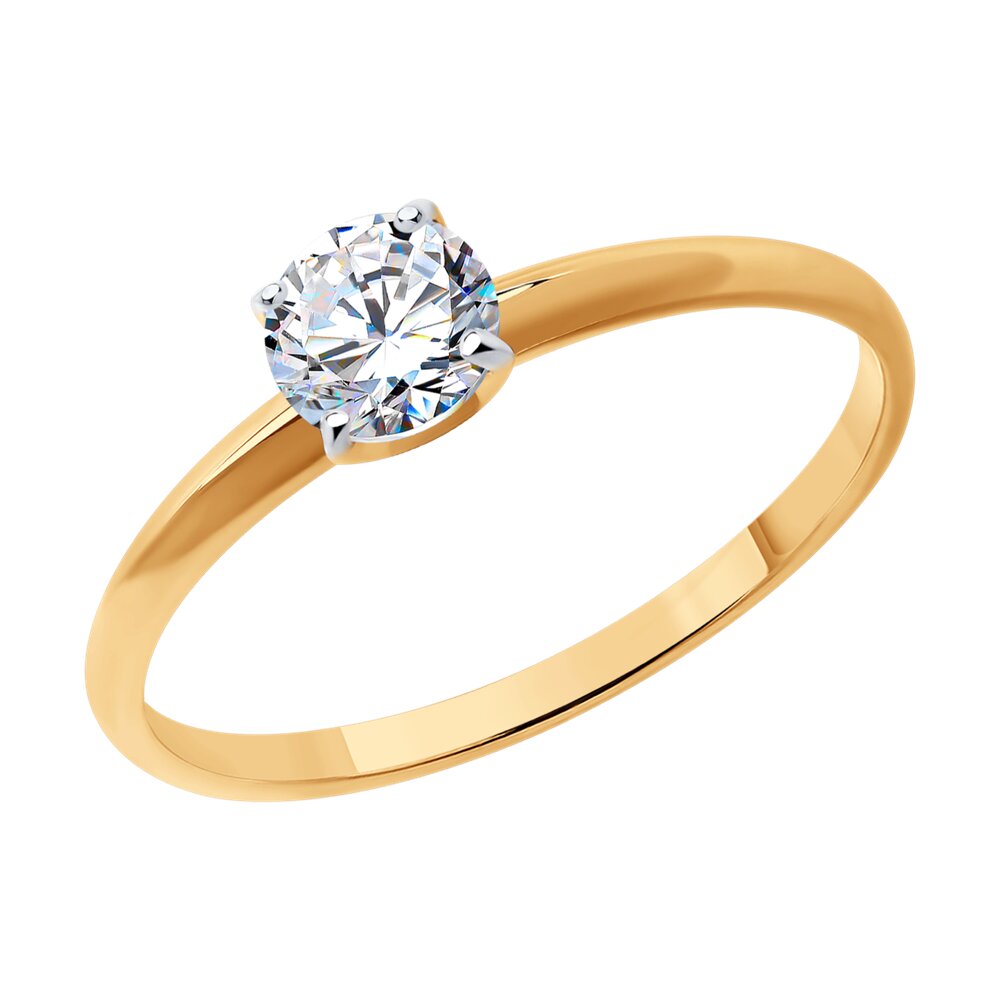 Кольцо из красного золота с фианитом