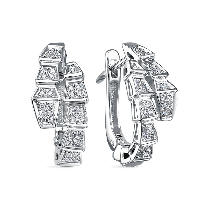 Серьги из белого золота с бриллтантами в форме змеи