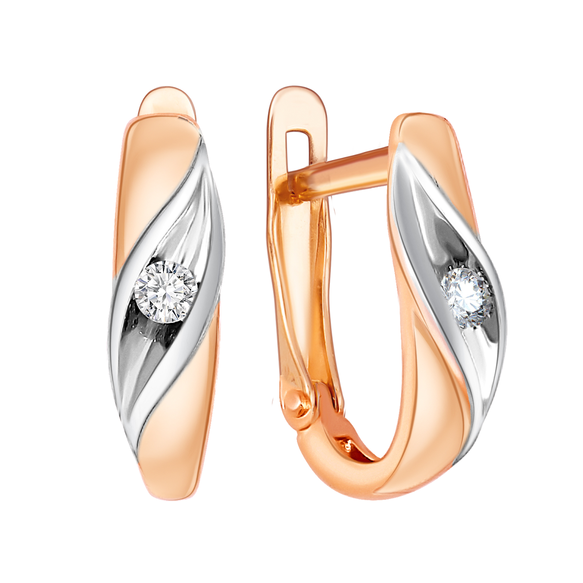 Серьги из красного золота с фианитами