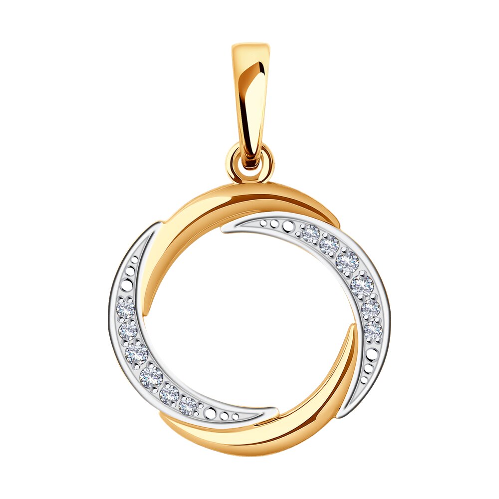 Подвеска из комбинированного золота с фианитами