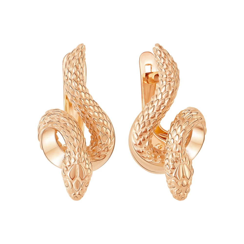 Серьги из красного золота в форме змеи