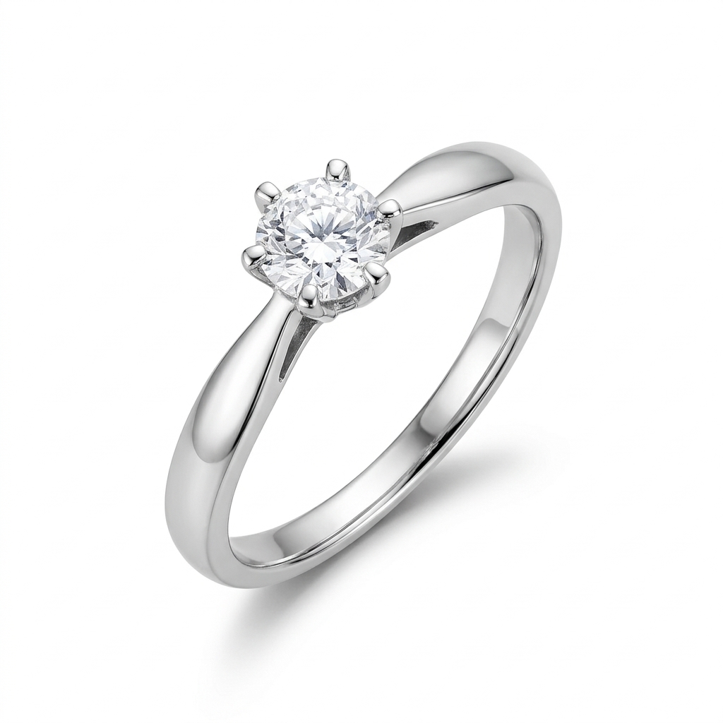 Кольцо из белого золота с бриллиантом