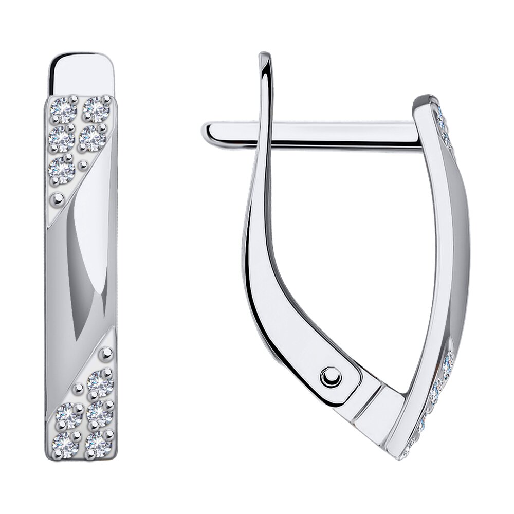 Серьги из белого золота с фианитами