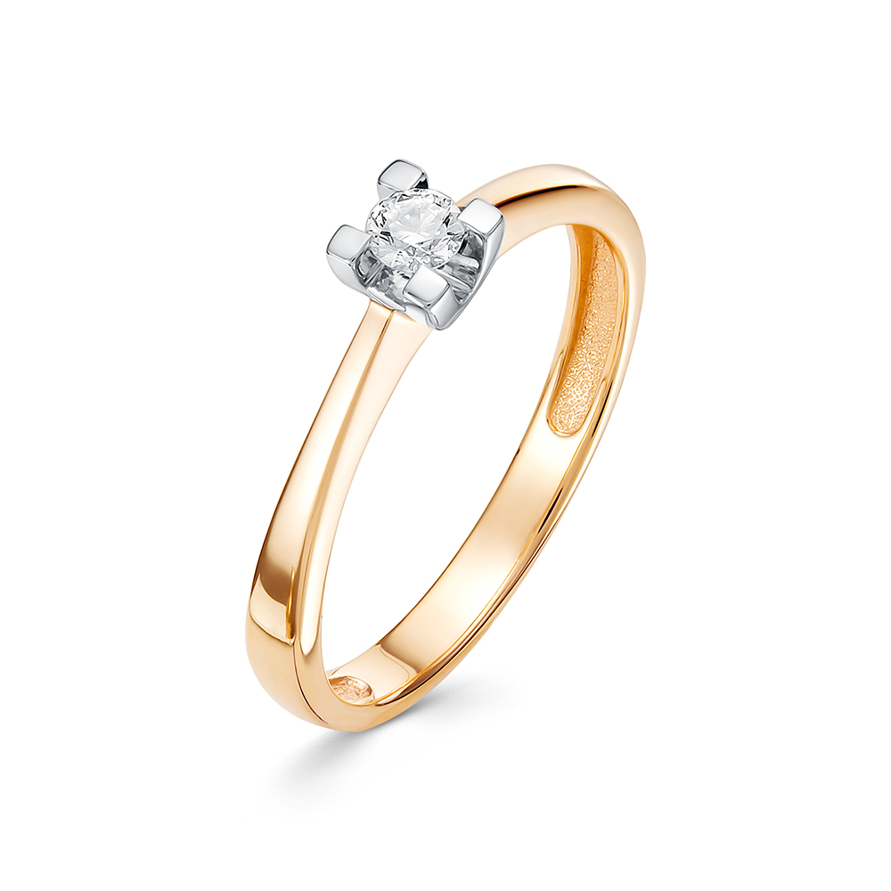 Кольцо из красного золота с бриллиантом