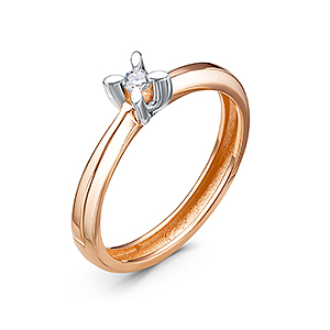 Кольцо из красного золота с бриллиантом