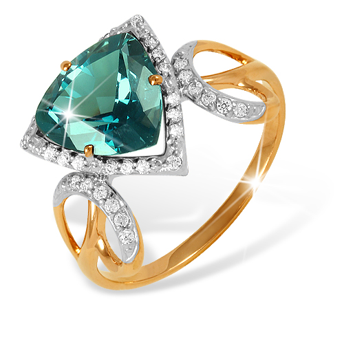 Кольцо из красного золота с топазом и фианитами