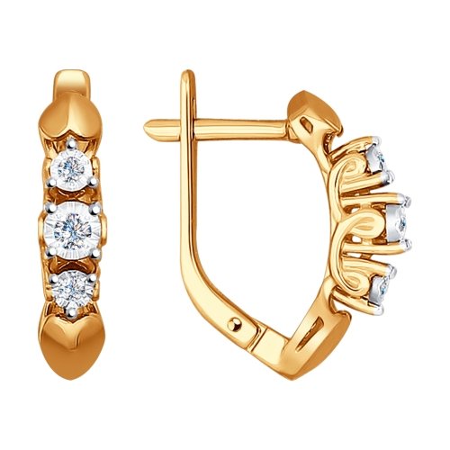 Серьги из красного золота с бриллиантами