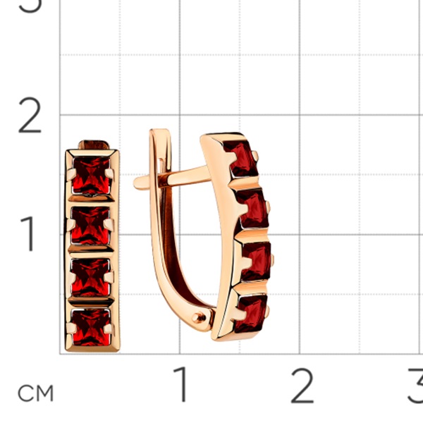 Серьги из красного золота с гранатами