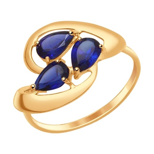 Кольцо из красного золота с корундами сапфировыми