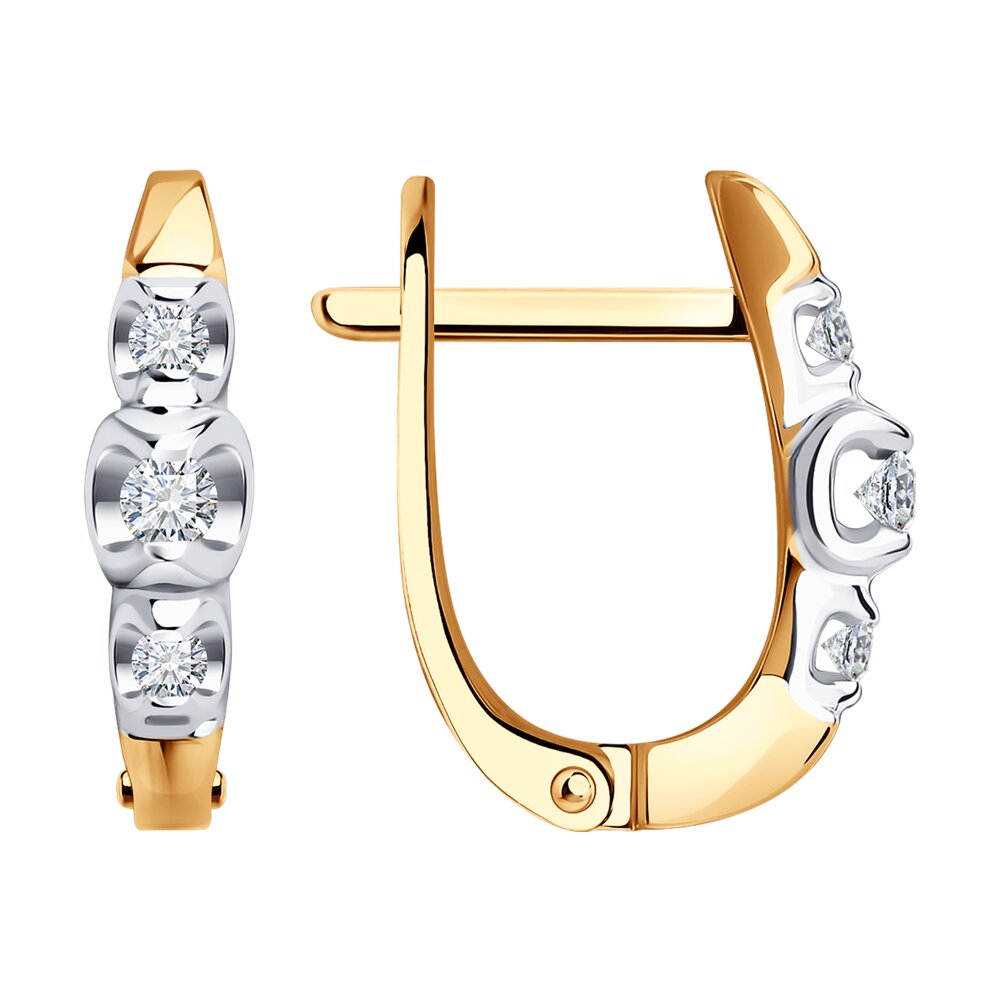 Серьги из красного золота с бриллиантами