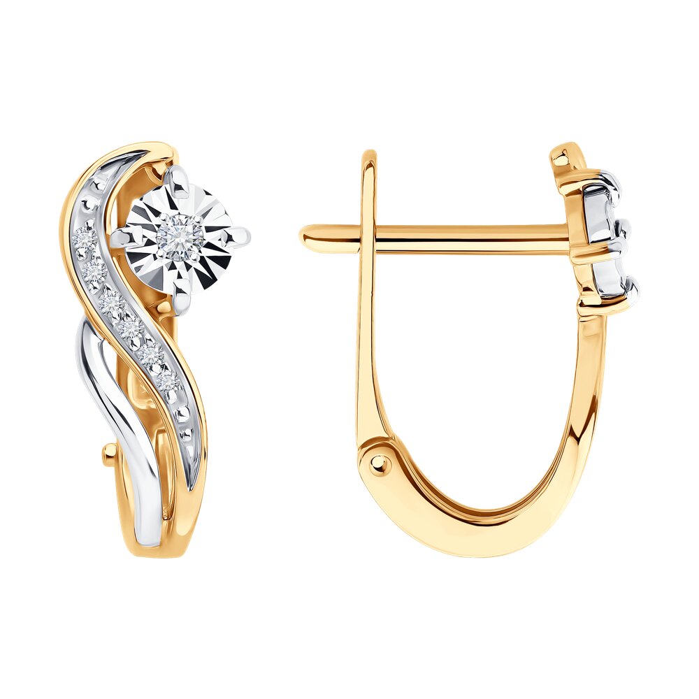 Серьги из комбинированного золота с бриллиантами