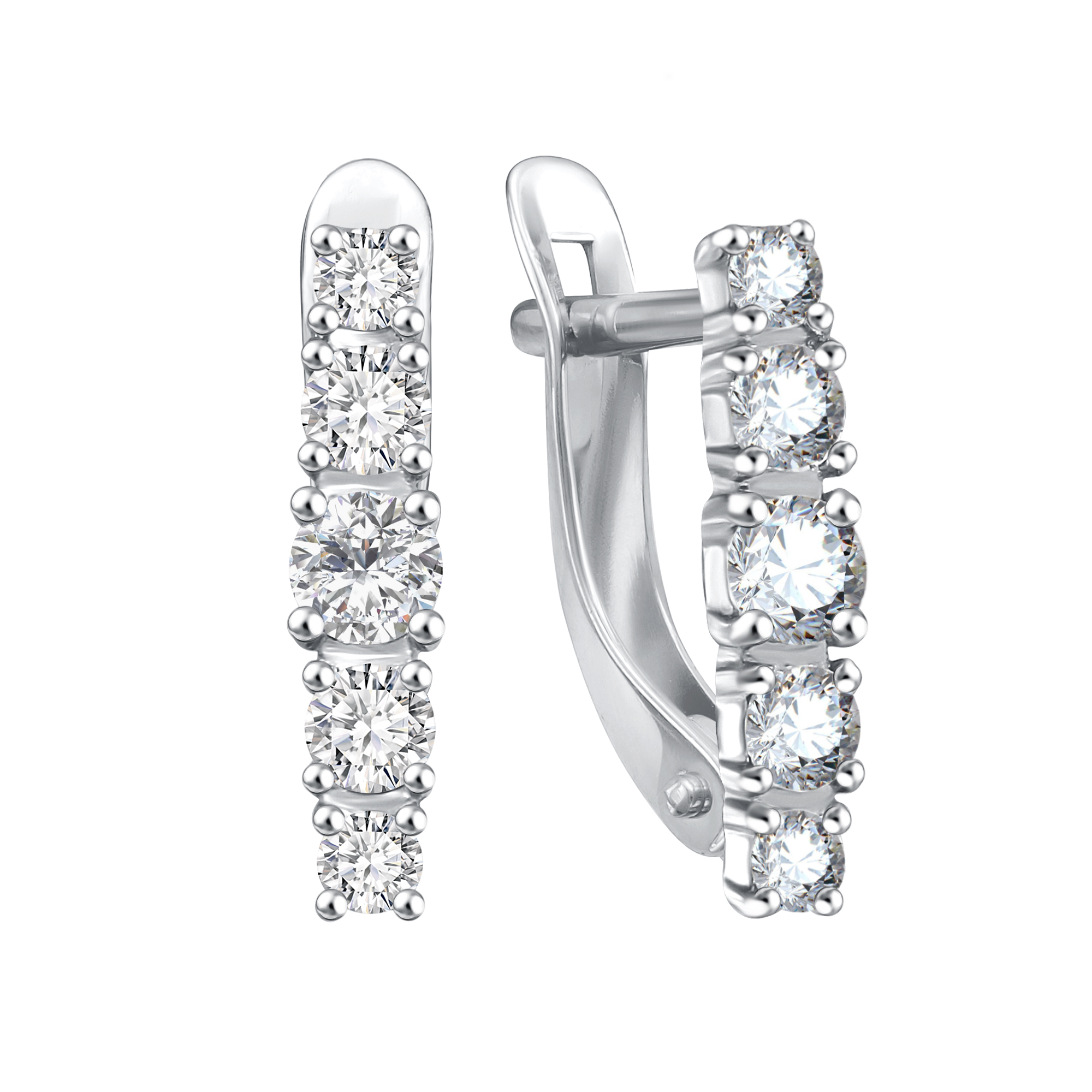 Серьги из белого золота с фианитами