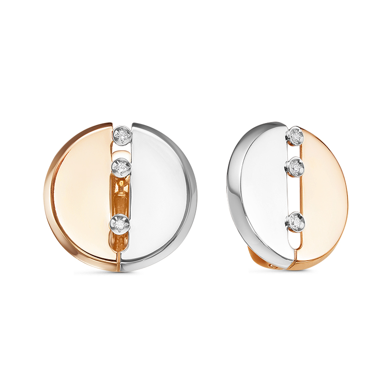 Серьги из комбинированного золота с бриллиантами