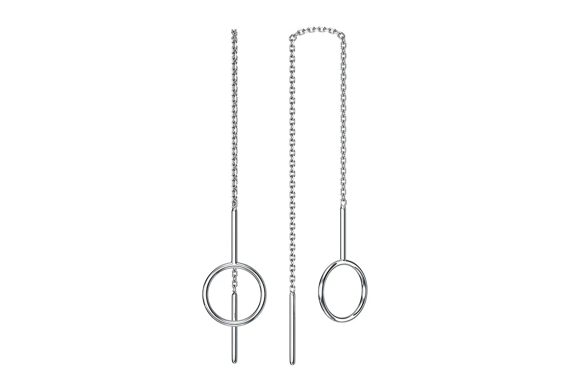 Серьги из белого золота с подвеской «Кольцо»