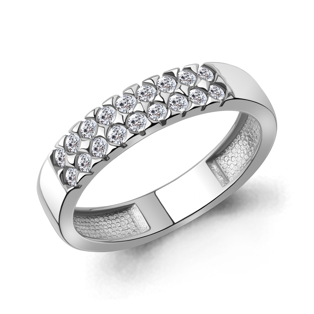 Кольцо из белого золота с фианитами