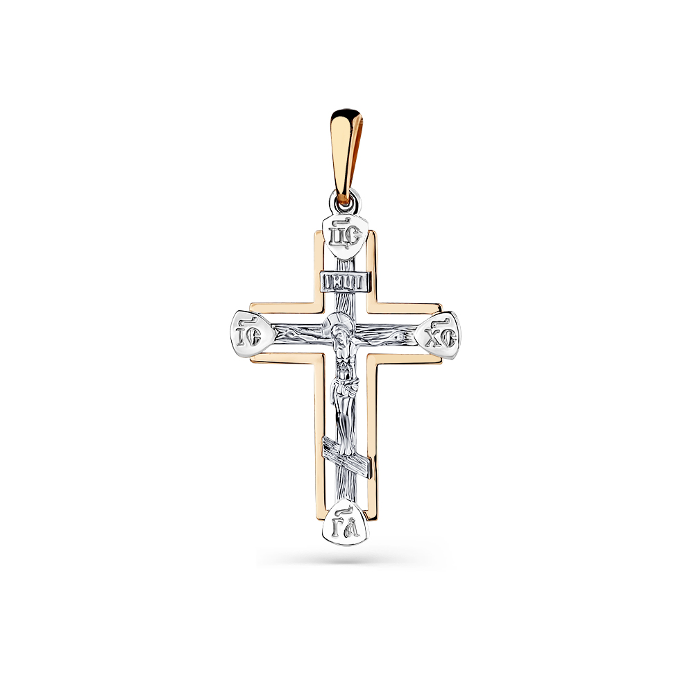 Крестик православный из комбинированного золота