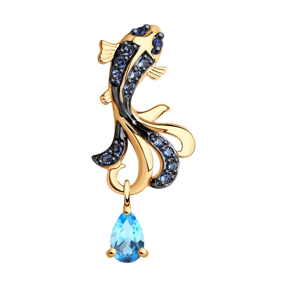 Подвеска из красного золота с миксом камней