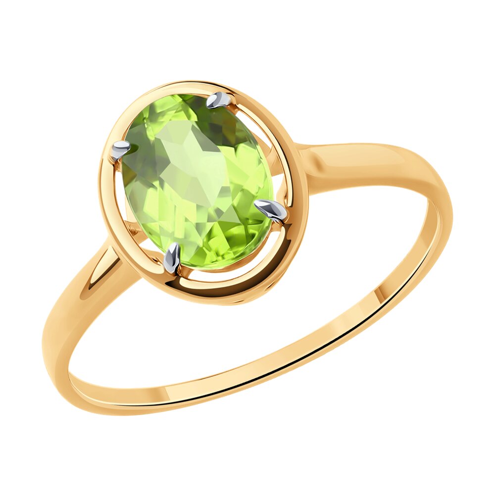 Кольцо из красного золота с хризолитом