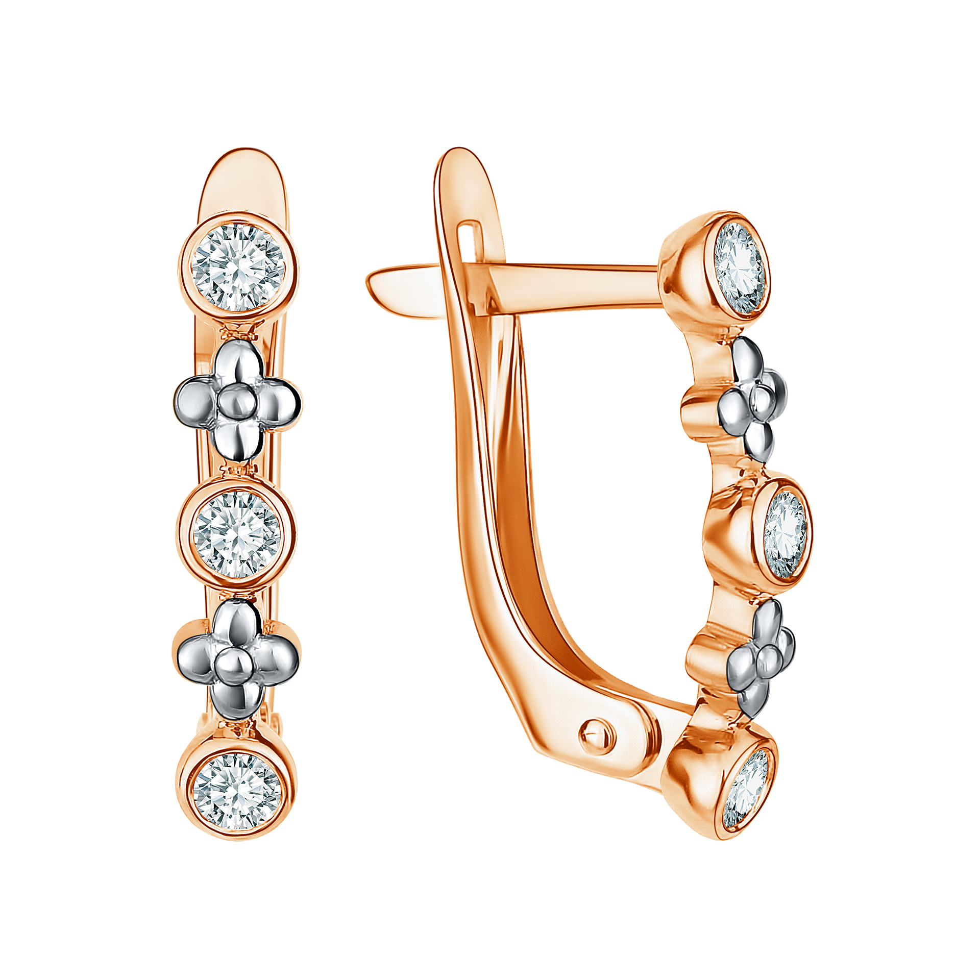 Серьги из красного золота с фианитами