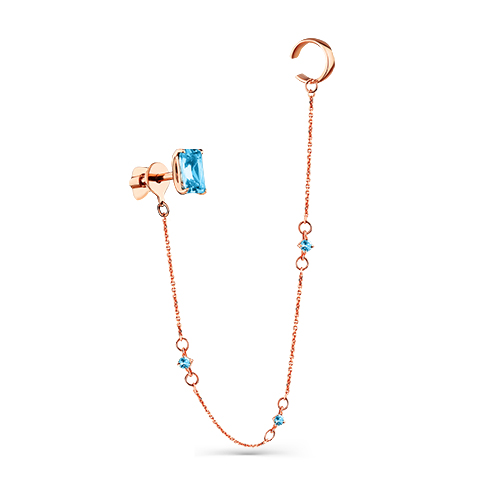 Серьга кафф из красного золота с топазами