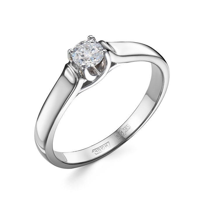 Кольцо из белого золота с бриллиантом