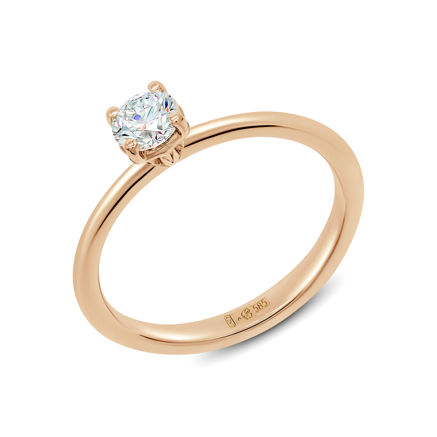 Кольцо из красного золота с бриллиантом