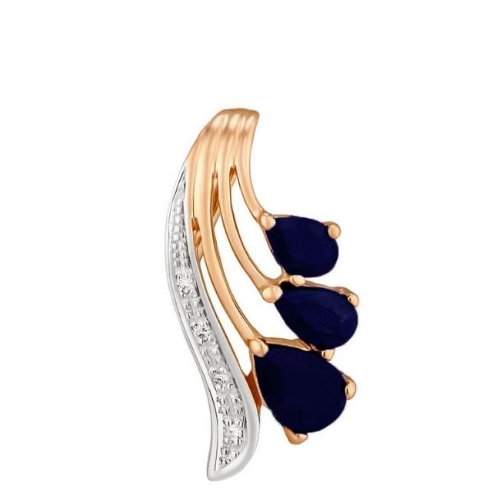 Подвеска из красного золота с сапфиром и бриллиантами