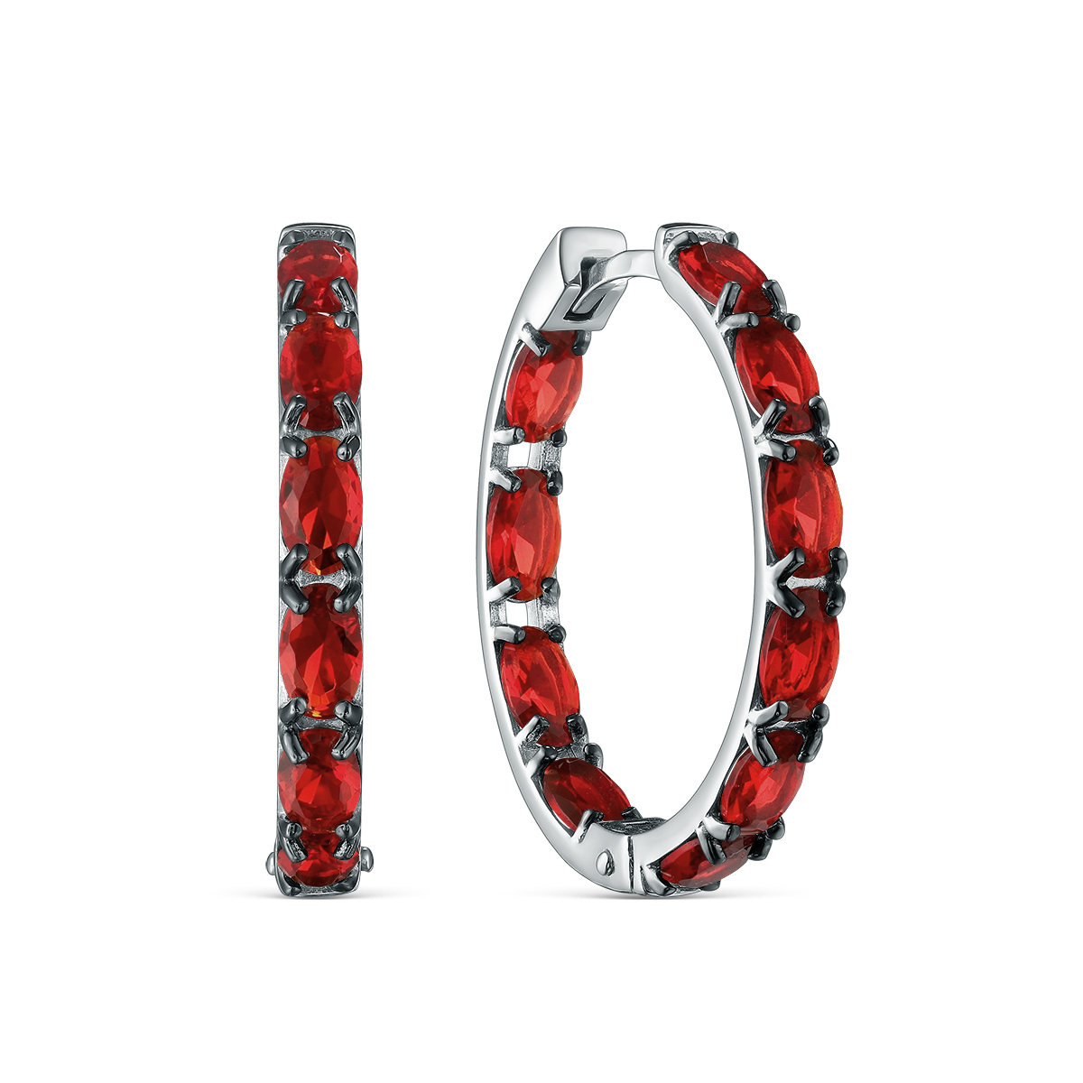 Серьги конго из серебра с кварцем