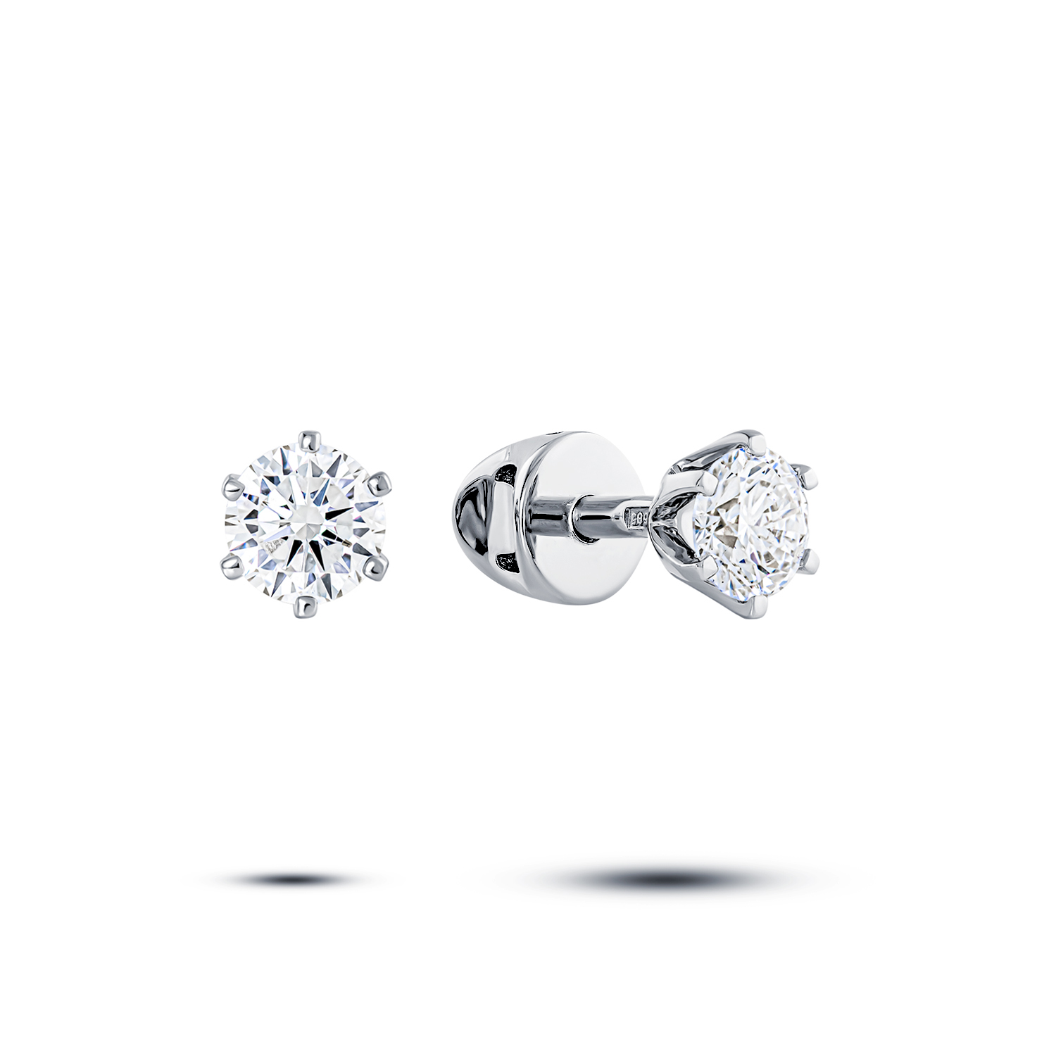 Серьги пусеты из белого золота с бриллиантами