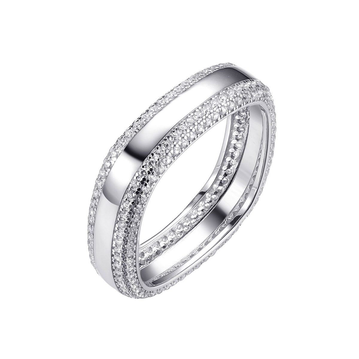 Кольцо из серебра с фианитами