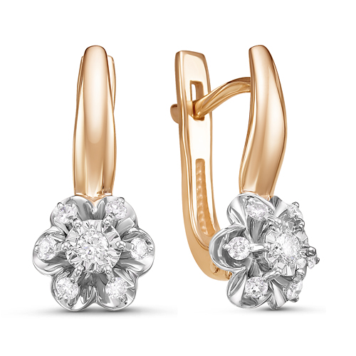 Серьги из комбинированного золота с танцующими бриллиантами