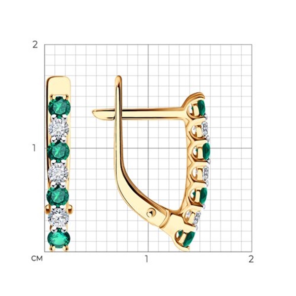 Серьги из красного золота с изумрудами и бриллиантами